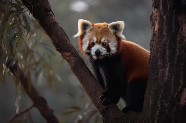 Schattige rode panda in het Himalaya-bos