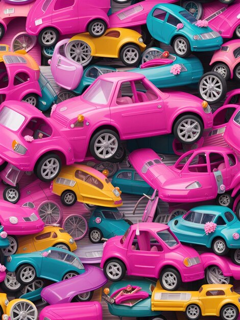 Schattige roze auto plastic poppenauto