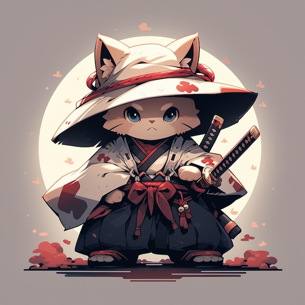 schattige samurai kat