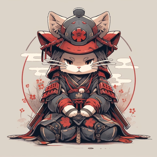 schattige samurai kat