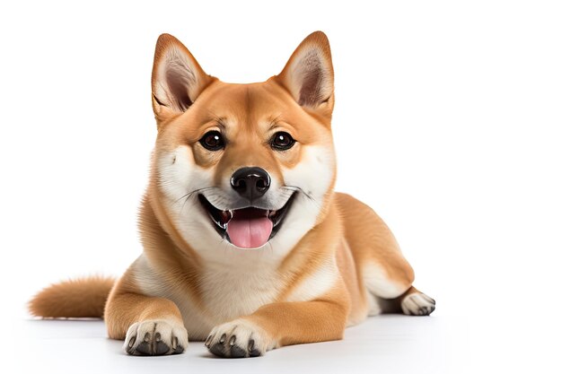 Schattige Shiba Inu hond geïsoleerd op witte achtergrond