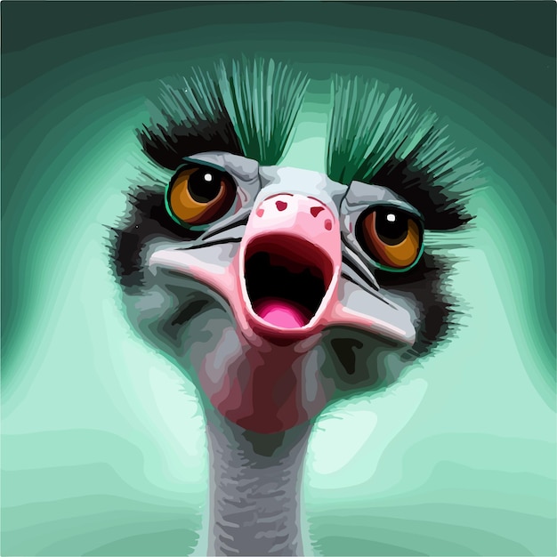 schattige struisvogel met kleurrijke achtergrond