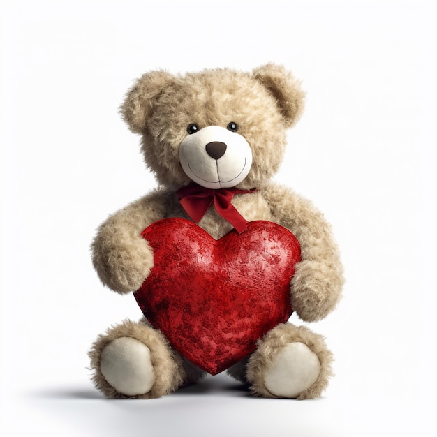 Schattige teddybeer met rood hart Valentijnsdag concept