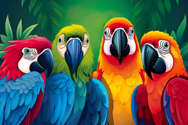 schattige Valentijnsdag Ara papegaai paar wereld dieren in het wild illustratie flora en fauna ai generatief