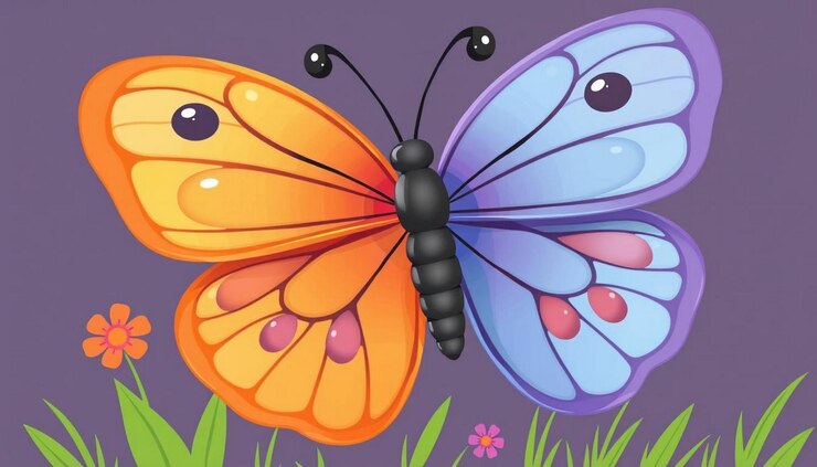 Foto schattige vlinder cartoon illustratie geïsoleerde achtergrond kinderen beeld inspiratie ai gegenereerd