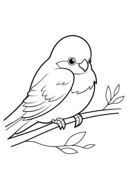 schattige vogel kleurplaat op A4 papier