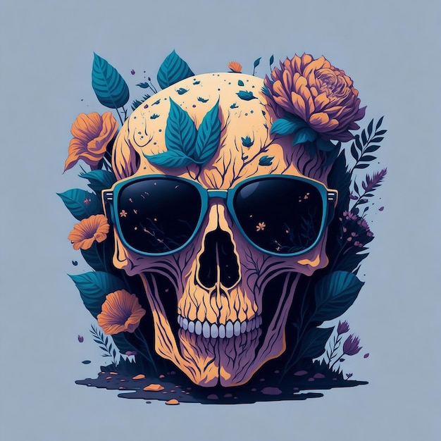 Foto schedel bloemen t shirt ontwerp vector