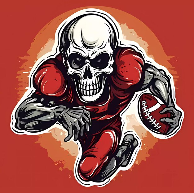 Foto schedel en kruisbeenderen honkbalspeler schedel halloween rode halloween schedel