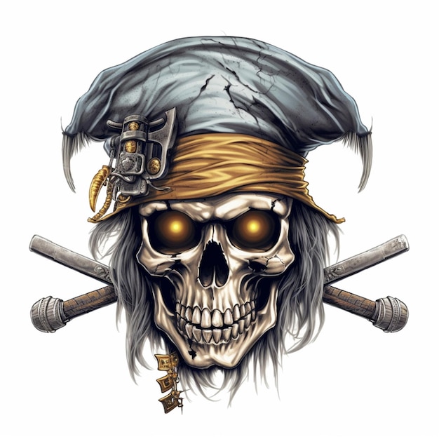 schedel met piratenhoed en twee gekruiste zwaarden generatieve ai