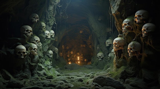 Schedels in een verborgen grot