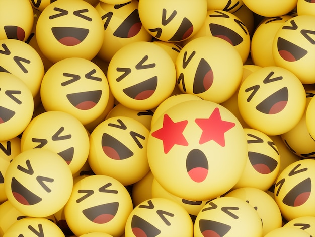 Scheel lachen over ster geslagen emoticon ballen crypto valuta 3D illustratie Render