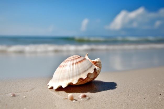 Schelp op zee strand Genereer Ai