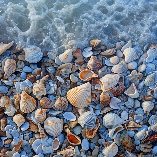 Schelpen en zeesterren op het zand als achtergrond