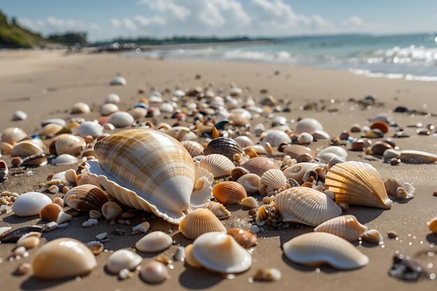 Foto schelpen verzamelen aan de kust