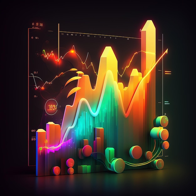 Scherm met beursindexgrafieken en diagrammen ai generatief