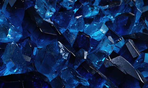 Scherven van gebroken blauw glas