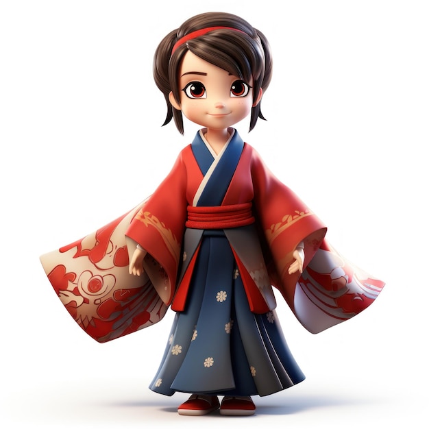 schets illustratie van Japans meisje in kimono