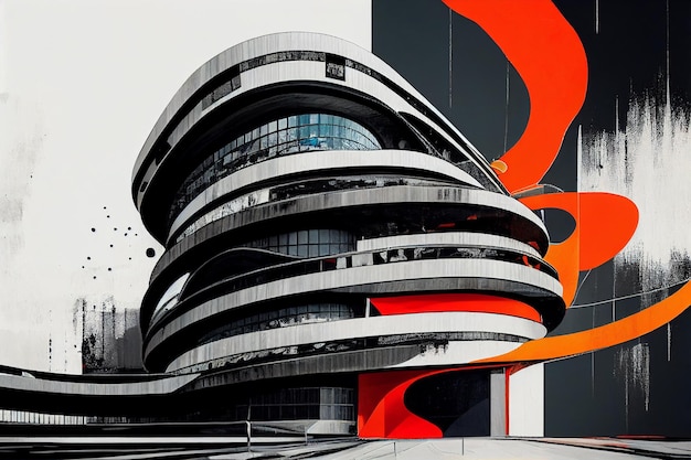 Schets van een modern gebouw Mode-architectuur Mooie poster Generatieve AI