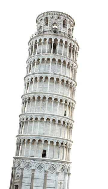 Scheve toren van pisa geïsoleerd op witte achtergrond