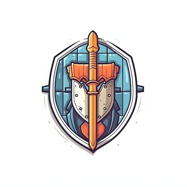 Schild en zwaard Emblem of Icon Illustratie geïsoleerd op witte achtergrond