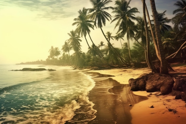 Schilderachtig tropisch strand met palmbomen