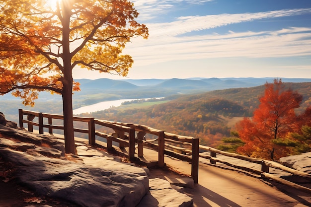 Foto schilderachtig uitzicht met een panoramisch uitzicht op het herfstlandschap