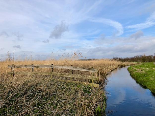 Schilderachtig uitzicht op het platteland tegen een levendige lucht