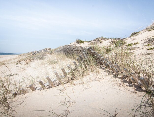 Schilderachtig uitzicht op het strand tegen de lucht