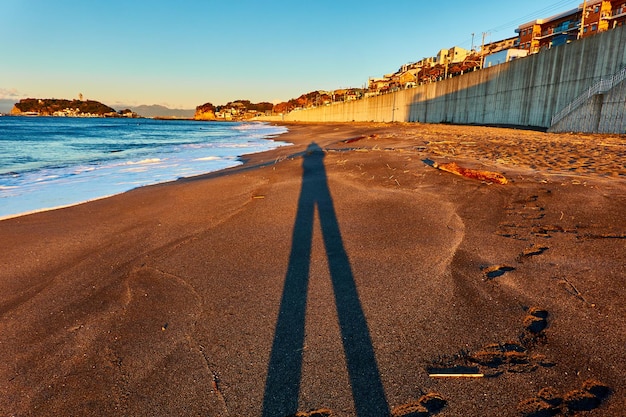 Foto schilderachtig uitzicht op het strand tegen een heldere lucht