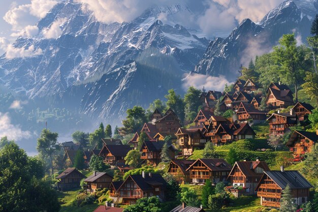 Schilderachtige alpine dorpen genesteld onder torenhoge bergen