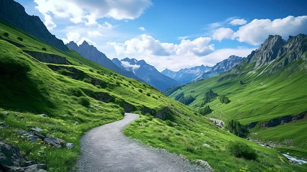 Schilderachtige bergweg voor fietsers