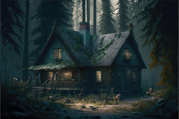 Schilderachtige hut in het bos