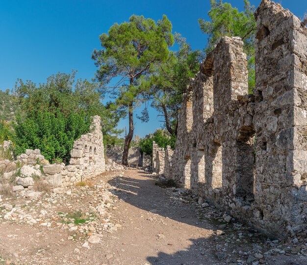 Schilderachtige ruïnes van de oude stad Olympos in Turkije