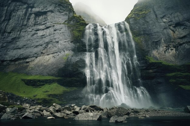 Schilderachtige waterval rots wildernis cascade schoonheid reizen water ijsland landschap berg natuur zomer