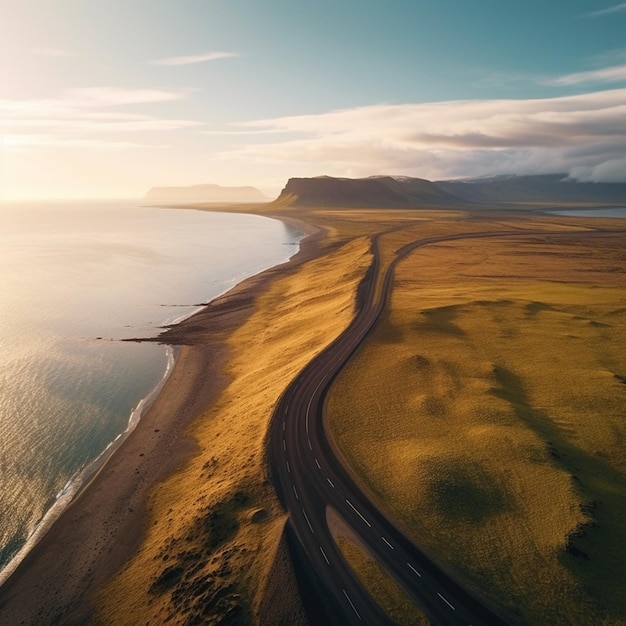 Schilderachtige weg in het prachtige natuurlandschap van IJsland 7