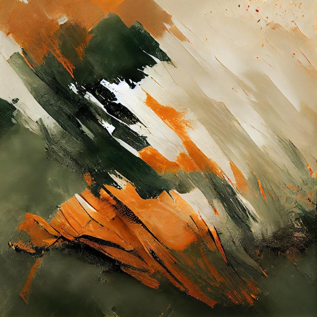 Schilderen met oranje witte en groene kleuren erosie-algoritme landschap generatieve ai