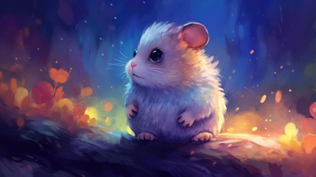 Schilderij schattige hamster in het wild van de natuur