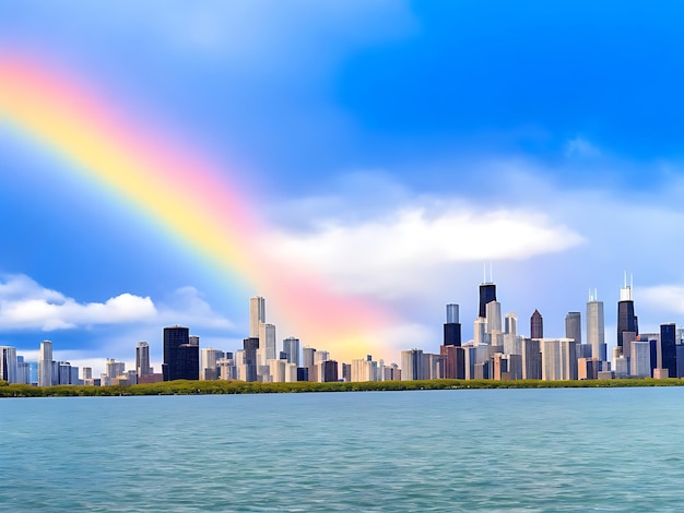 Schilderij van de skyline van Chicago