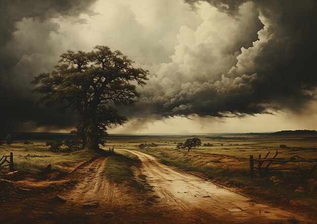 Schilderij van Dirt Road onder de lucht