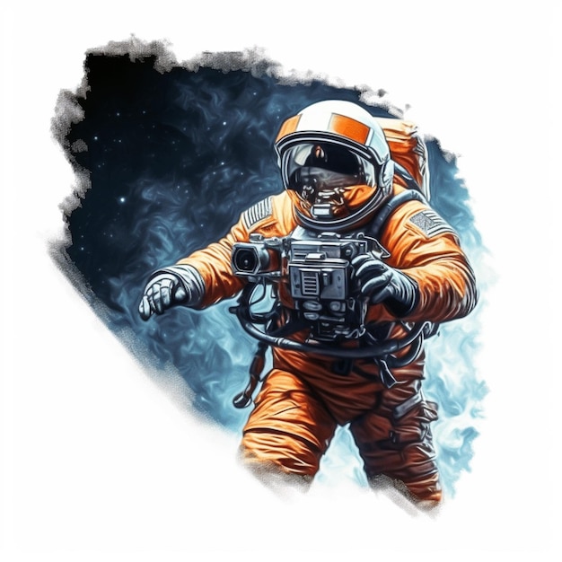 schilderij van een astronaut in een ruimtepak met een camera generatieve ai