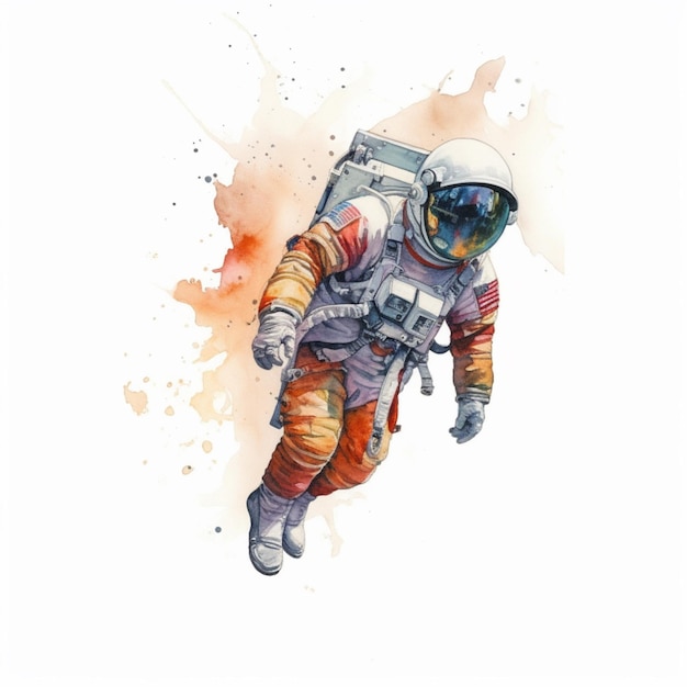 schilderij van een astronaut in een ruimtepak met een scheutje verf generatieve ai