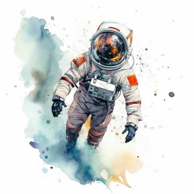 schilderij van een astronaut in een ruimtepak met een witte achtergrond generatieve ai