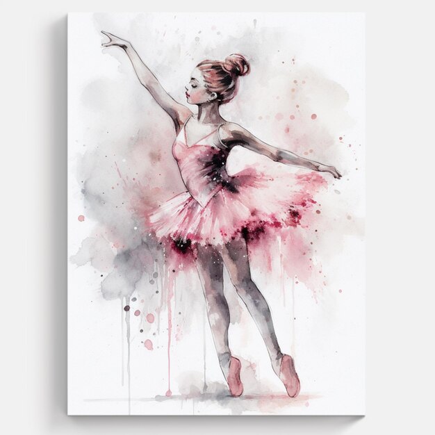 Foto schilderij van een ballerina in een roze tutu met een roze rok generatieve ai