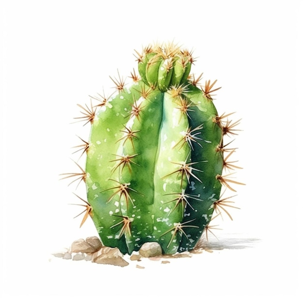 schilderij van een cactusplant met lange stekels en scherpe naalden generatieve ai