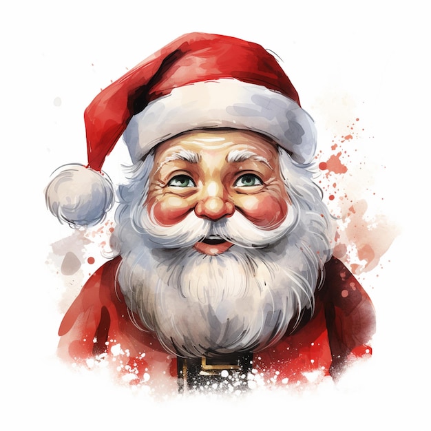 schilderij van een kerstman gezicht met een rode hoed en baard generatieve ai