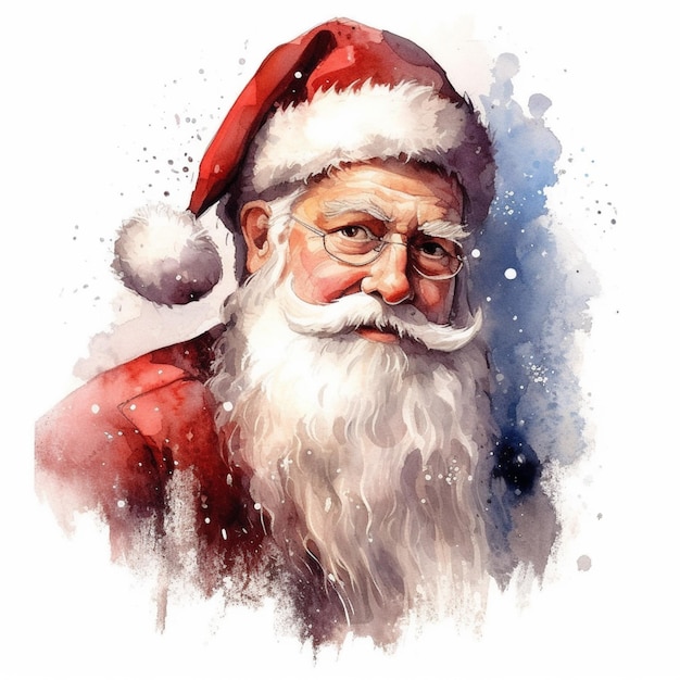 schilderij van een kerstman met baard en bril generatieve ai