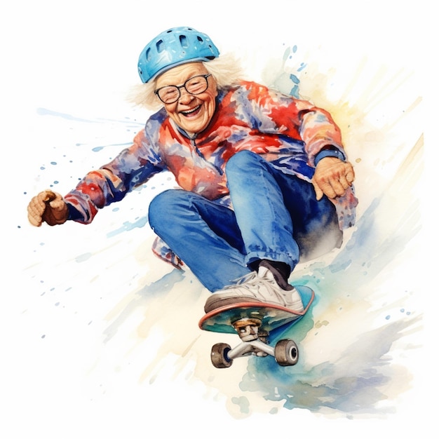 Foto schilderij van een man die met een skateboard een heuvel afrijdt ai generative