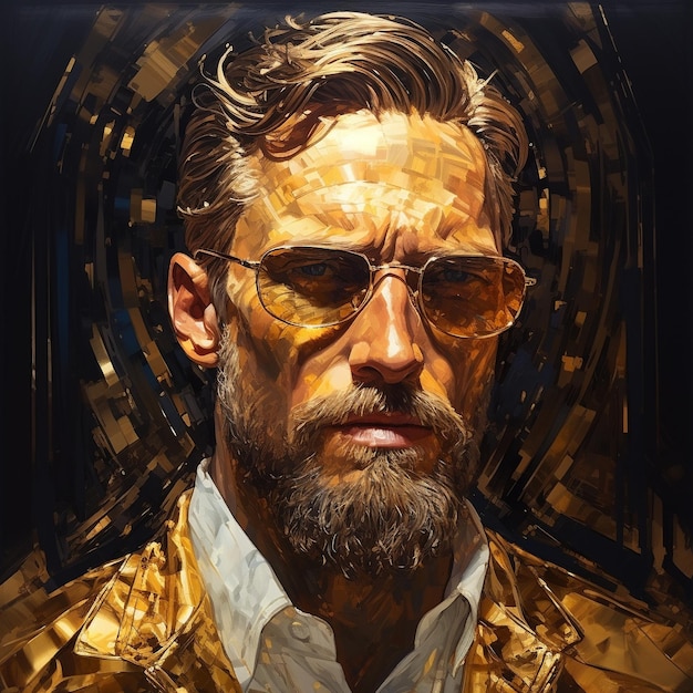 Schilderij van een man gouden portret generatieve AI