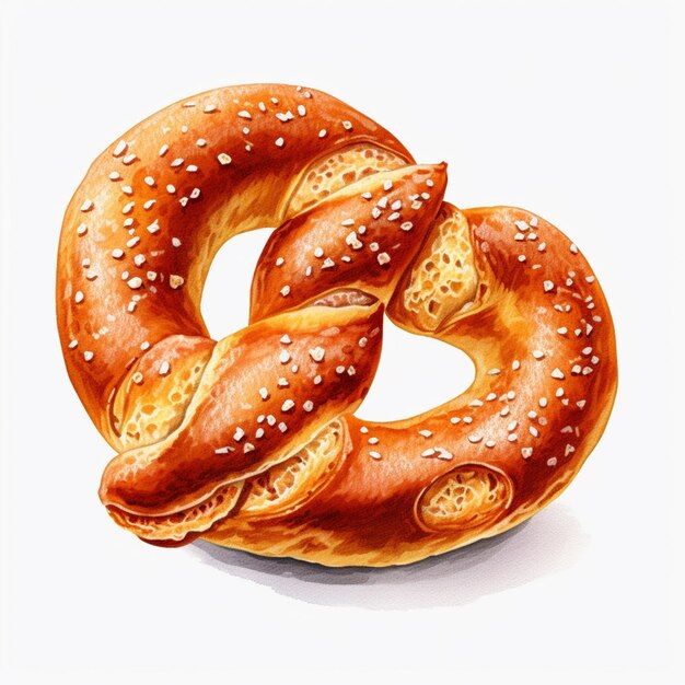 schilderij van een pretzel met sesamzaad en sesamzaadaad generatief ai