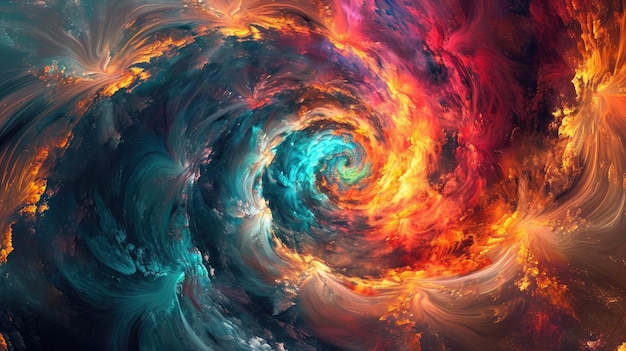 Schilderij van een rode en blauwe vortex